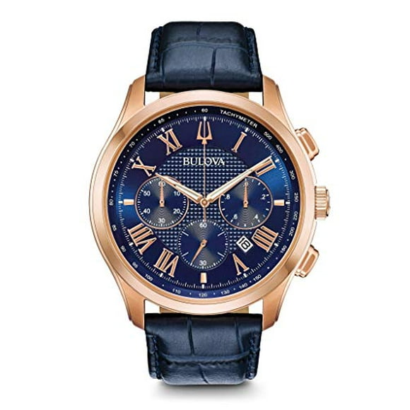 Bulova Mens Chronograph Quartz Watch with Leather Strap 97B170