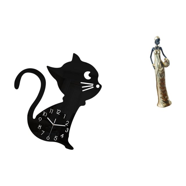 Adorno de reloj de pared de gato acrílico, escultura decorativa moderna de dibujos animados, estatua de dama tribal vintage, figura para sala de estar