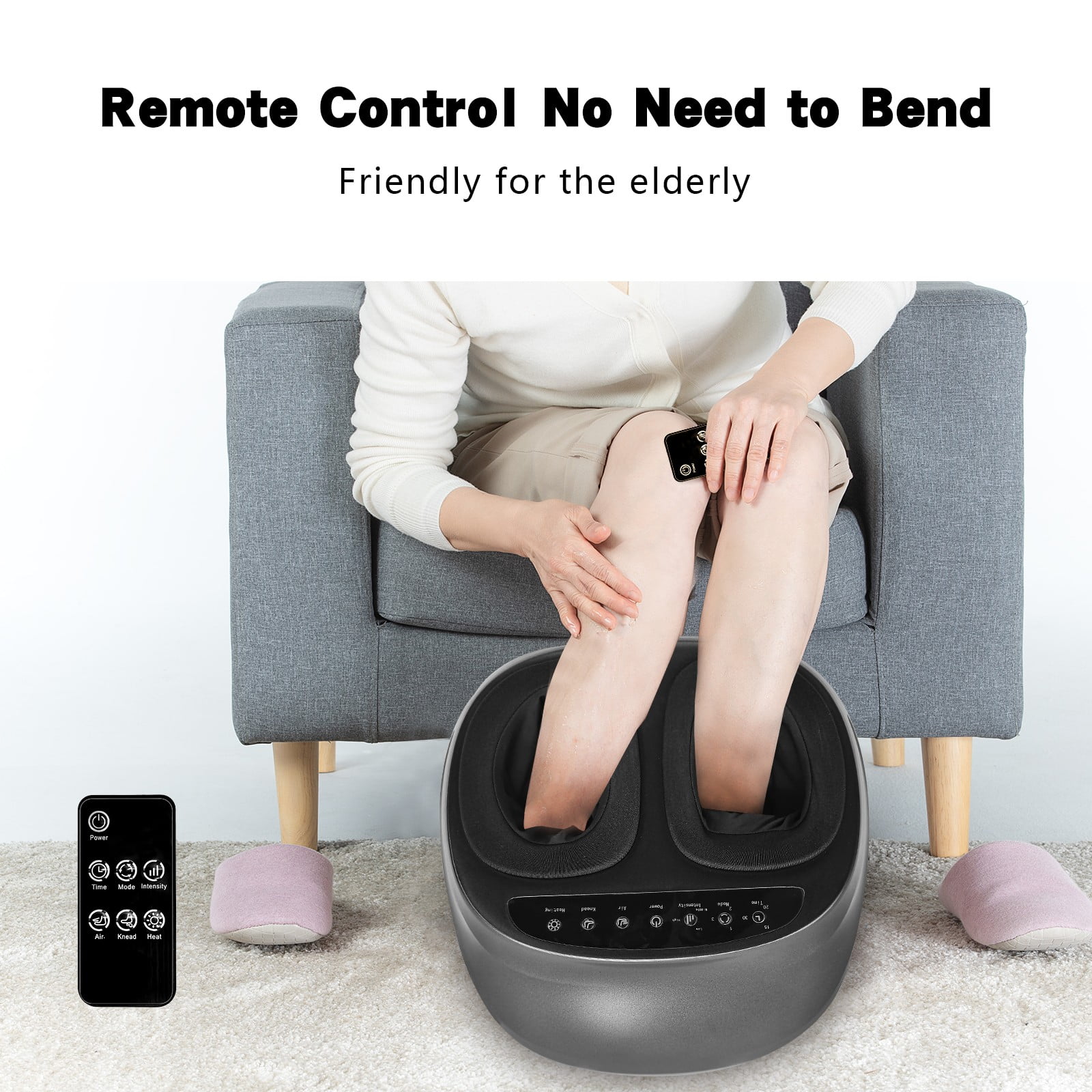 Jacgood Foot Massager Machine with Heat and Remote Delivers Relief for Tired Muscles,Shiatsu Deep Kneading, Gifts for Men and Women, Fits Feet Up to Men Size 12.5