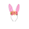 thumbnail image 1 of Conejo Orejas Bandera, Pascua Lindo Oídos Largos Tocador con Decoración de Flores Artificiales, Bandera de Tela Rosa para la Celebración de la Decoración de la Fiesta de Pascua, 1 of 6