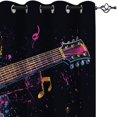 thumbnail image 3 of Rideaux Occultants Instrument de Musique Guitare, Notes Musicales Colorées Motif Imprimé 3D, Ensemble de 2 Panneaux Rideaux, Rideaux pour Chambre d'Enfant Garçon Fille Salon Chambre Décor (108 Pouces L x 84 Pouces H), 3 of 7