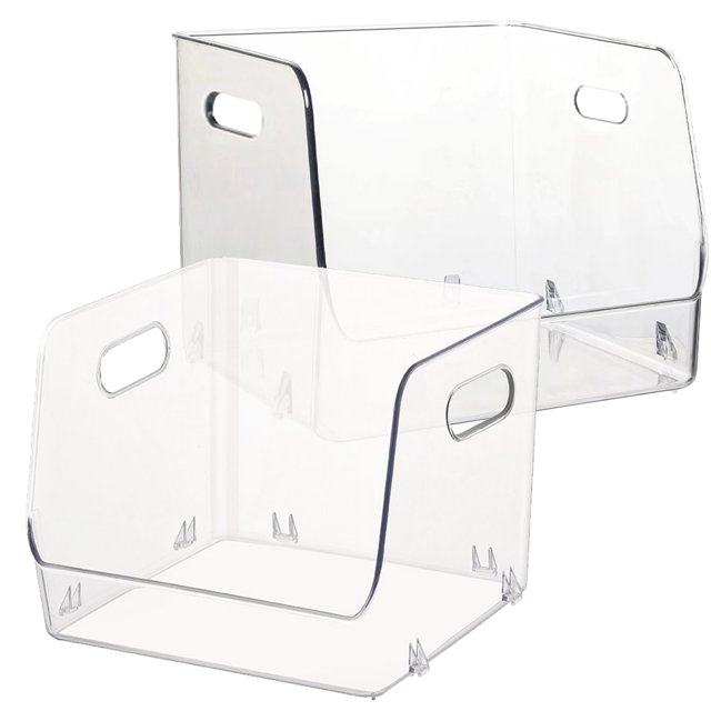 unbranded 2Ud Caja De Almacenamiento Transparente Para Escritorio Con Asa Y Apilable