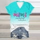 thumbnail image 3 of Tops Cortos para las Mujeres Día de la Independencia Impreso Suéter con Cuello en V Manga Corta, Top Casual para Primavera Verano, 3 of 3