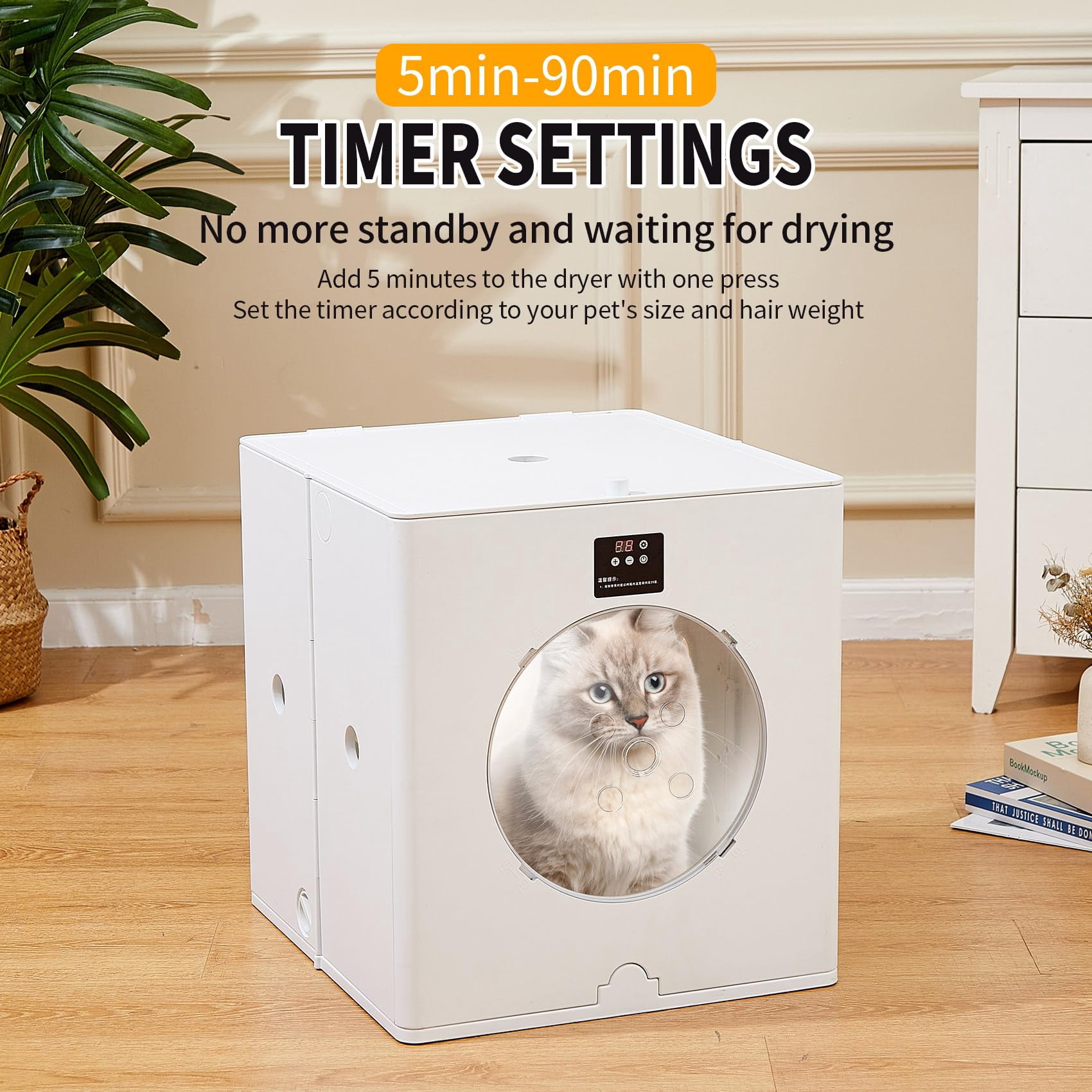 UNICOO® 88L Automatic Pet Collapsible Foldable Dryer Box with Smart Temperature Control, Adjustable Wind Speed, Fast Drying, Ultra Quiet, 360? Airflow, for Cats & Small Dogs