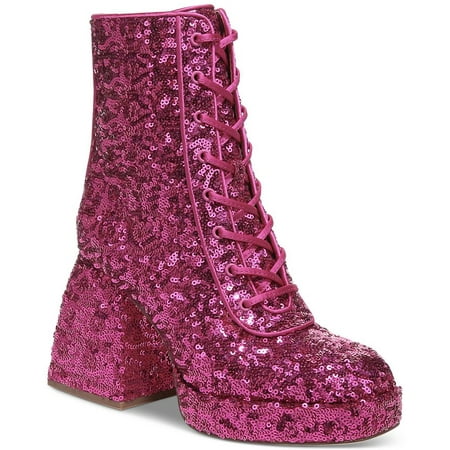

Circus By Sam Edelman Kia Sequin Dark Punk Pink Lace Up Side Zipper Ankle Boots (Dark Punk Pink 8)