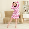 thumbnail image 3 of FORMRS Niños Bathrobe Unisex Hooded Robe Soft Plush Pajamas Sleepwear, Size 10-12T, Heart Geometric, 3 of 7