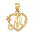 thumbnail image 1 of 14k Two-Tone Initial M in Heart Charm in 14k Yellow and White Gold, 1 of 3
