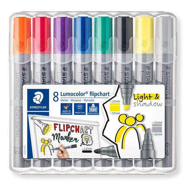 Rotulador para rotafolios STAEDTLER Lumocolor, caja de 8 unidades