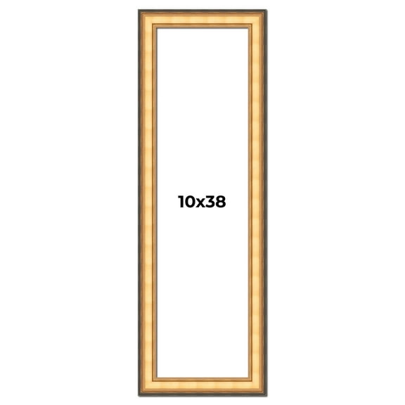 10x38 Frame Gold Plein Aire Solid Wood Picture Frame Width 2 Inches | Interior Frame Depth 0.5