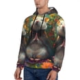 thumbnail image 3 of Honeii Colorful Flower Meditating Hamster Pattern Mens Hoodies Men's Loose Sleeve Sweatshirt,Pullover Hooded Sweatshirt for Men,Essentials Hoodie-Large, 3 of 7