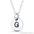 thumbnail image 3 of Initial Letter "G" Engraved Tiny 11x8mm (0.4"x0.3") Circle Pendant & Chain Necklace in .925 Sterling Silver, 3 of 3