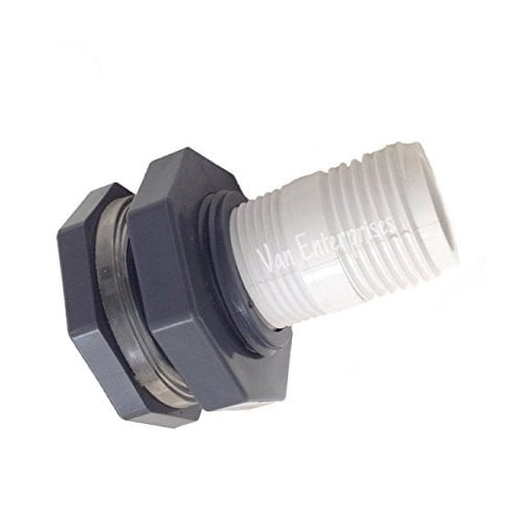 Van Enterprises 3/4" Bulkhead Fitting with Garden Hose Adapter Kit for Rain Barrels, Aquariums, Water Tanks, Tubs, Ponds