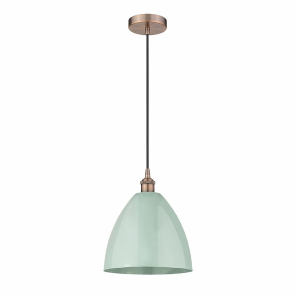 616-1P-AC-MBD-12-SF-Innovations Lighting-Plymouth Dome - 1 Light Cord Hung Mini Pendant In Industrial Style-14.75 Inches Tall and 12 Inches