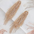 thumbnail image 4 of Humble Chic CZ Diamond Earrings - Oversized Tassel Statement Chandelier Studs, Gold, 4 of 8