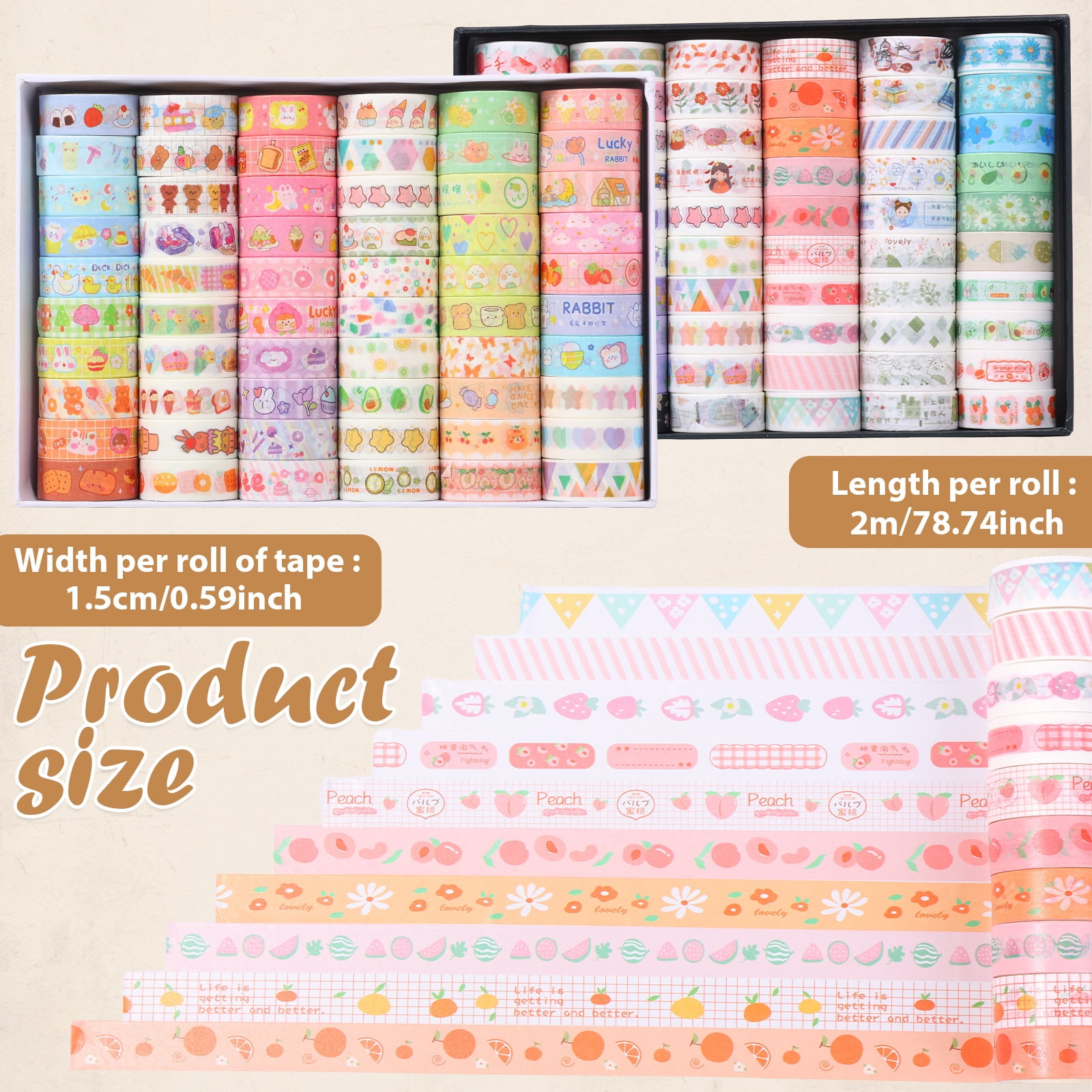 Atopoler 120 Rolls Washi Tape Set,Floral Fruits Patterns Masking Tapes for Arts DIY Crafts Journals Planners Scrapbooking