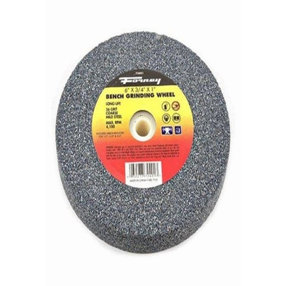 Muela abrasiva de mesa Forney de 6 x 2 cm, grano 60, eje de 1 pulgada