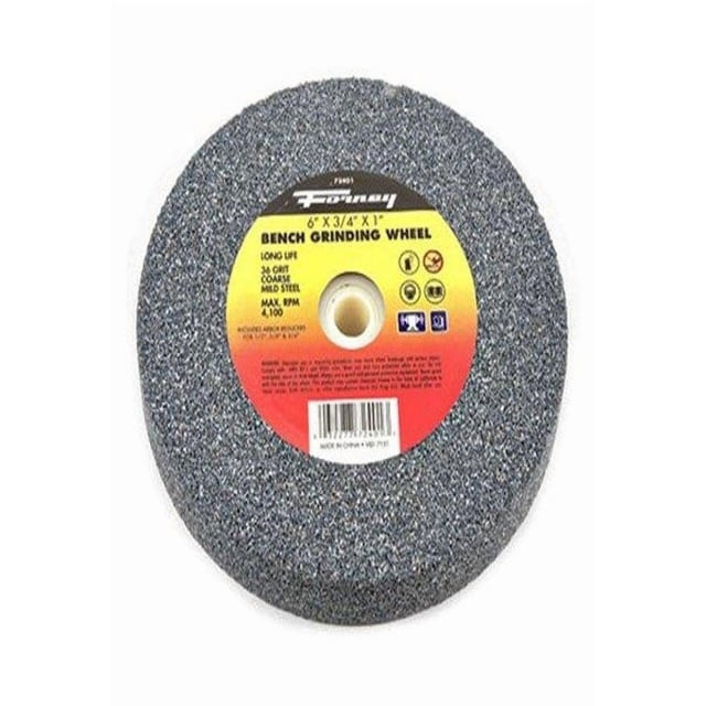 Muela abrasiva de mesa Forney de 6 x 2 cm, grano 60, eje de 1 pulgada