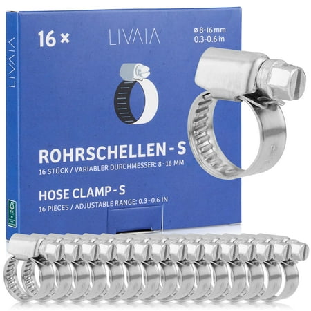

Hose Clamps Assortment: 12x Hose Clamps Stainless Steel - Adjustable Clips