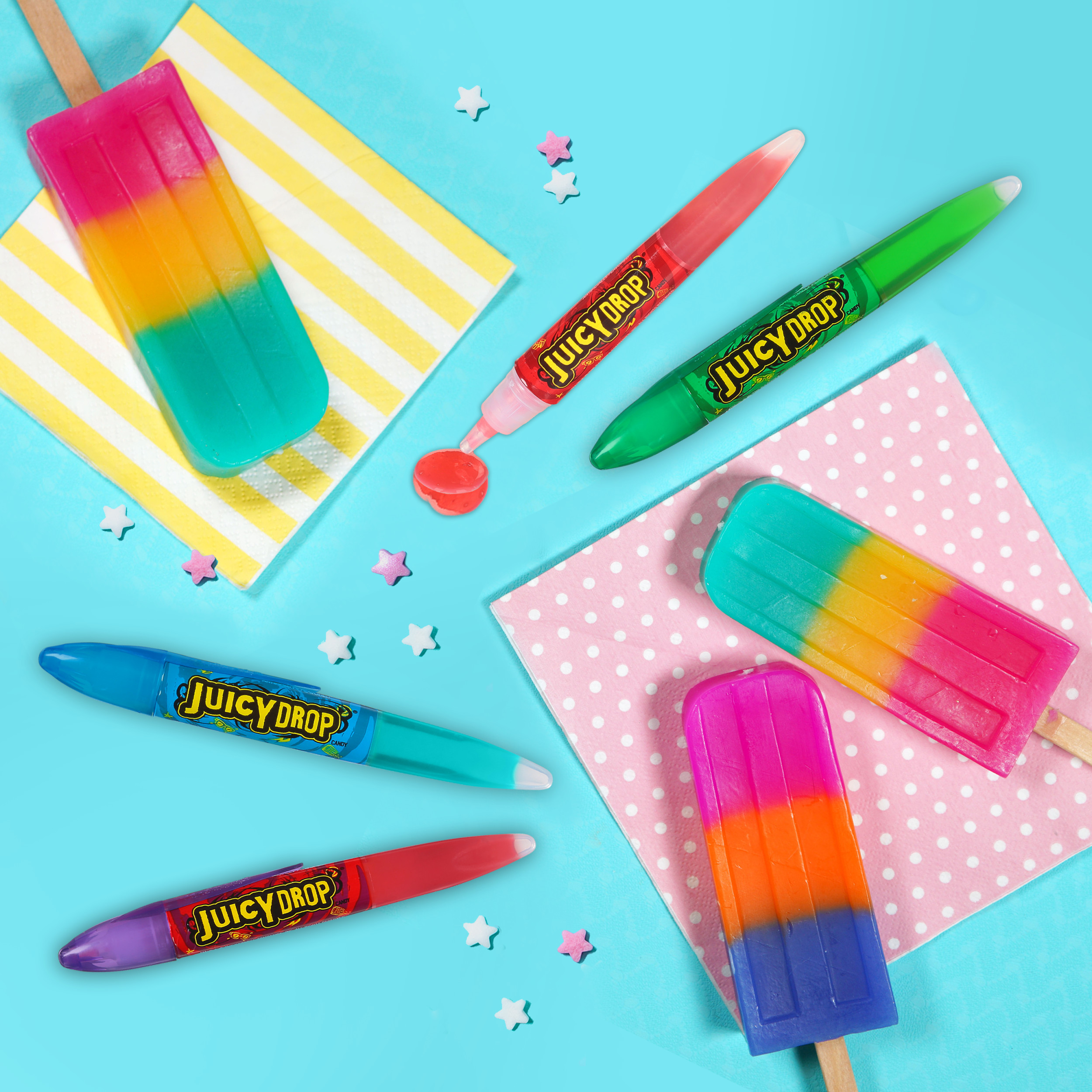 Juicy Drop Candy, Assorted Fruity Flavors, Sour Gel Candy, .5 oz, Pen (Flavor May Vary)