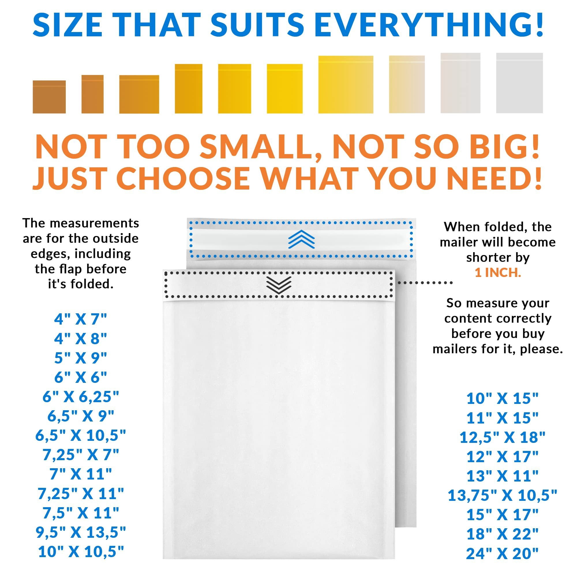 White Kraft Bubble Mailer Envelopes, 14.25 x 19 Inches. 10 Pack Mail Padded Envelopes Self Seal. Kraft Bubble Mailers. Tear-Resistant Mailing Envelope Padded. Sturdy Paper Mailer