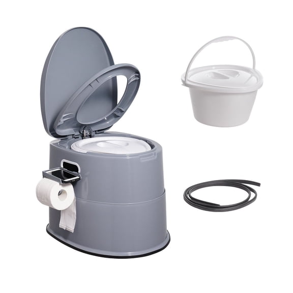 Camping Toilet, Portable Potty 1.3 Gal Detachable Bucket, Travel Toilet for Adults Kids, RV, Outdoors, Road Trips, with Paper Holder & Phone Shelf