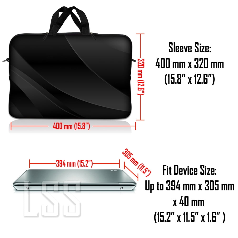 LSS 15.6 inch Laptop Sleeve Bag Compatible with Acer, Dell, HP, MacBook, Carrying Case w/ Handle & Adjustable Strap, Twilight Gray Black