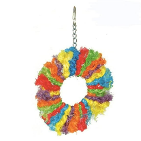 A&E Cage HB01286 9.84 x 7.09 x 7.09 in. Rainbow Sisal Ring Bird Toy, Medium