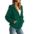 thumbnail image 4 of Xdegoge Womens Zip Up Hoodies Casual Long Sleeve Athletic Drawstring Fleece Relaxed Fit Workout Track Jackets with Pockets for Running Activewear, 4 of 8