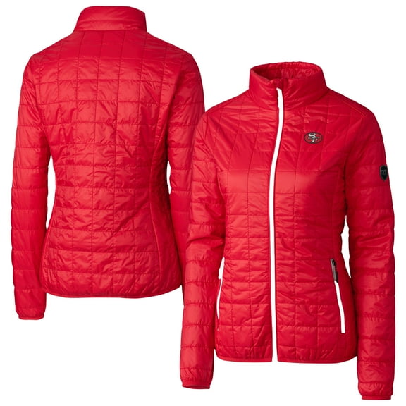 Women's Cutter & Buck Red San Francisco 49ers Rainier PrimaLoft Eco Insulated Full-Zip Puffer Jacket