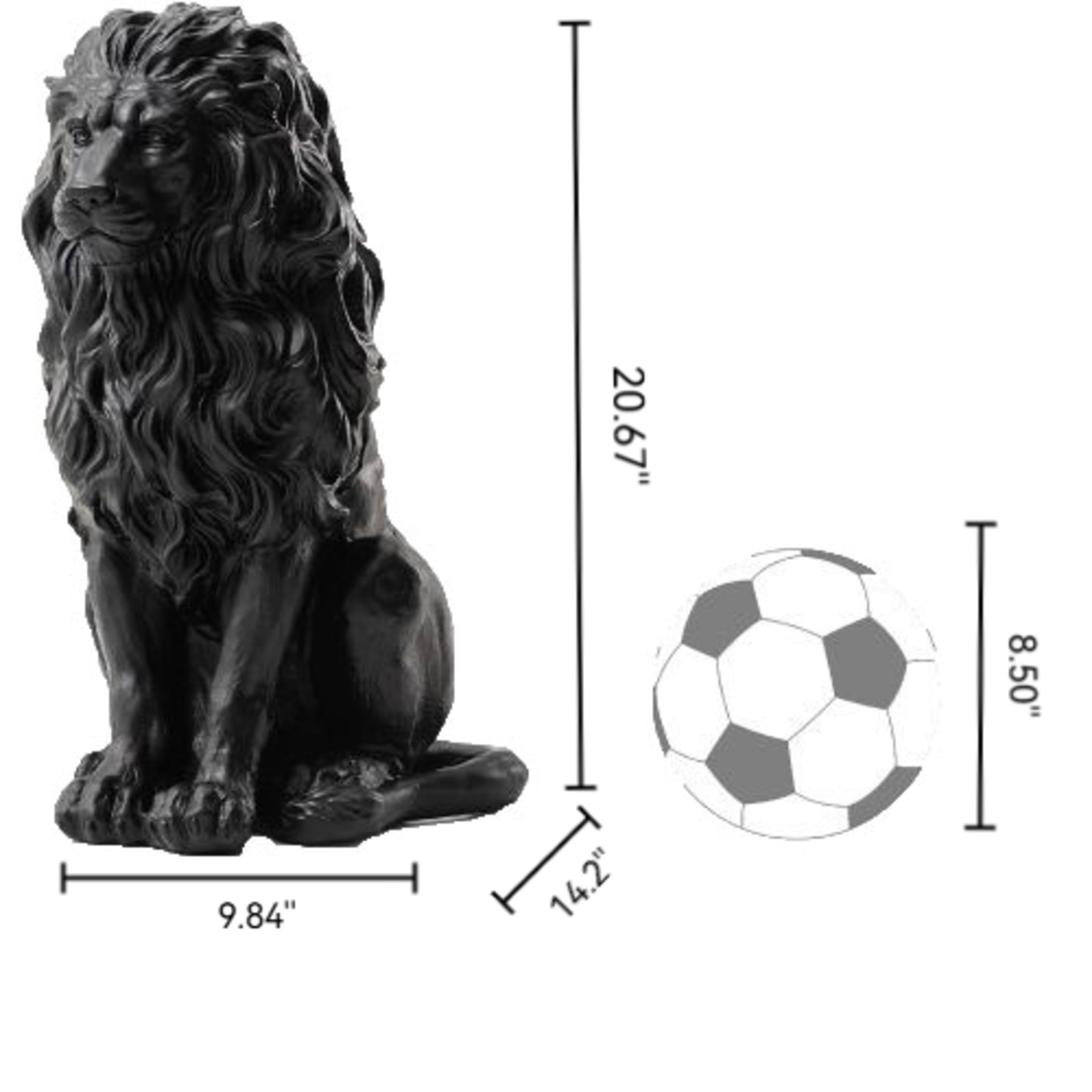 GDF Studio Black Lion Resin Indoor/Outdoor Guardian Statue, Weather-Resistant Decor Figurine for Garden & Courtyard