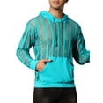 thumbnail image 4 of INSPIRE CHIC Sheer Mesh Hoodies for Men's Long Sleeves See Through Striped Pullover Tee Shirts, 4 of 4