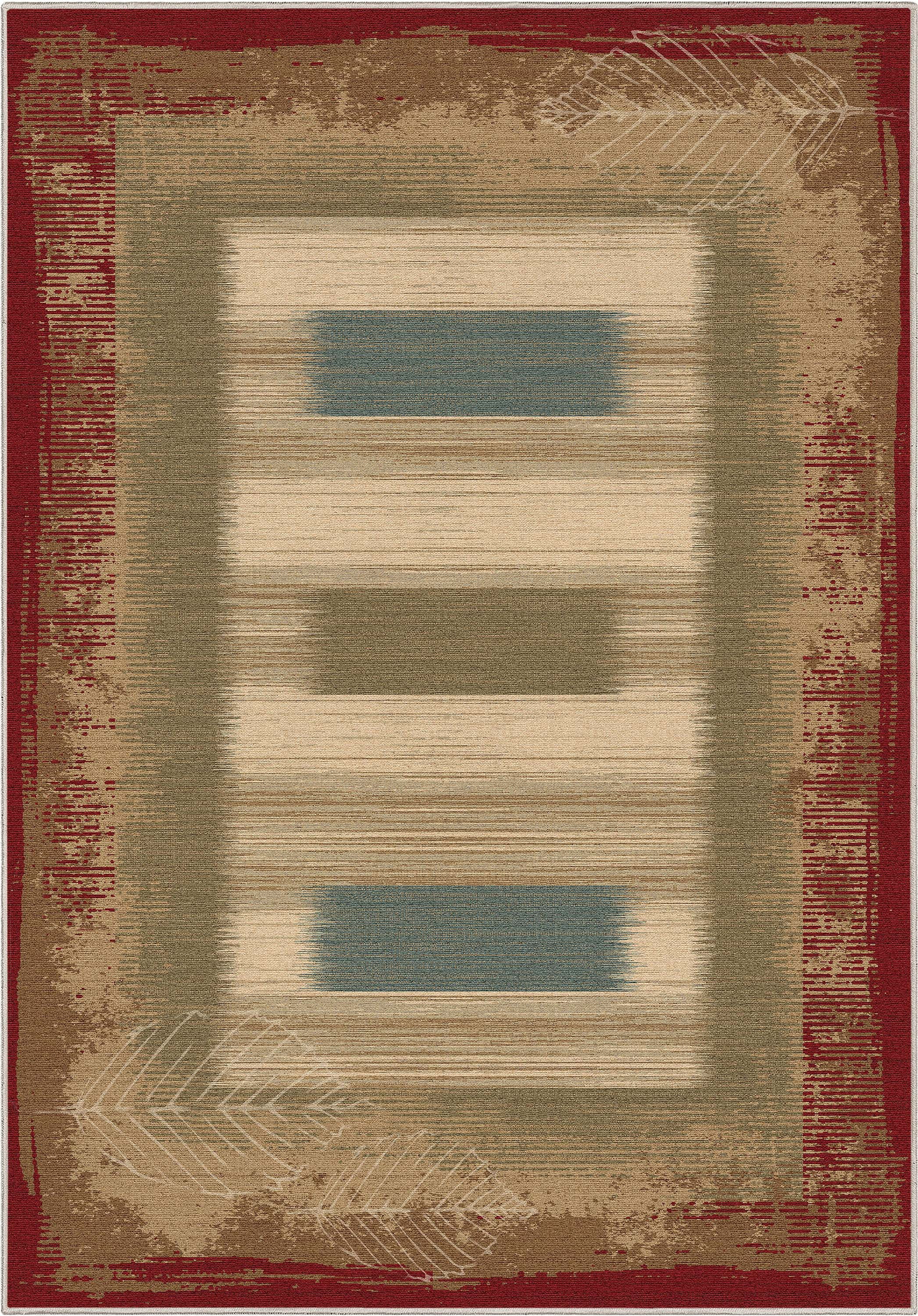 Well Woven Apollo Border Contemporary Red 5'3" x 7'3" Area Rug for Living Room Dining Room Bedroom and Kitchen