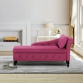thumbnail image 3 of ACMEASE Upholstered Chaise Lounge with Right Armrest & Lumbar Pillow,Button Tufted Lounge Sofa with Storage,Lounge Chair Indoor,Modern Velvet Lounge Chair for Bedroom, Living Room and Office, Fuchsia, 3 of 7