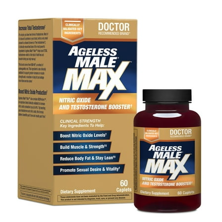 Ageless Male Max Total Testosterone Booster for Men with Ashwagandha, 60 Capsules
