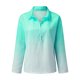 thumbnail image 4 of Camisas abotonadas de manga larga con cuello en V fruncido para mujer Tops delgados versátiles Pompotops FGAJ13717, 4 of 5