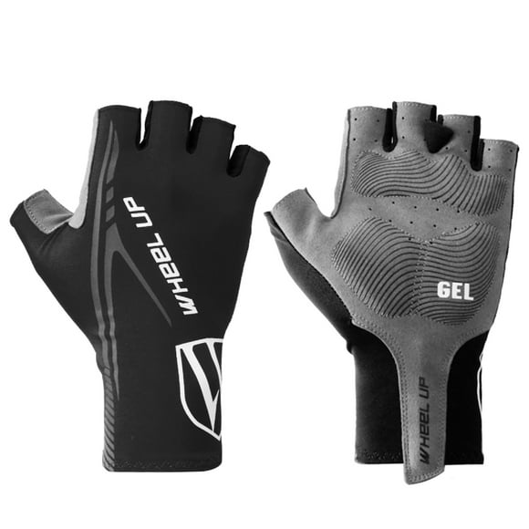 WHEEL UP Reflective Half-Finger Cycling Gloves with Gel Pads - Breathable, Durable & Comfortable for Outdoor Sports (Red/Black/Yellow, L/XL)