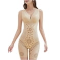 thumbnail image 2 of Ndbuld Shapewear Bodysuit Women's Sleeveless Solid Color Fashion Round-Neck Tight Jumpsuit Shapewear Bodysuit ,M-3XL,Beige,XXXL, 2 of 7