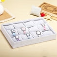 thumbnail image 3 of Bracelet Box Watch Pendant Stud Earring Tray 12 Grid Plate with Pillow Jewelry Organizer Multifunction Packing Tool Case Gray velour, 3 of 9