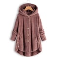 thumbnail image 2 of Womens Cardigan Plus Size Button Plush Tops Hooded Loose Cardigan Wool Coat Winter Jacket Navy Xl, 2 of 7