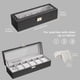 thumbnail image 5 of Estuche para Relojes, Organizador de Joyas Relojero Multifuncional Caja Joyería Cuero PU Almohadilla Suave Tapa Cristal Vidrio Almacenamiento Porta Reloj para Hombres -6 Ranuras, Negro, 5 of 7