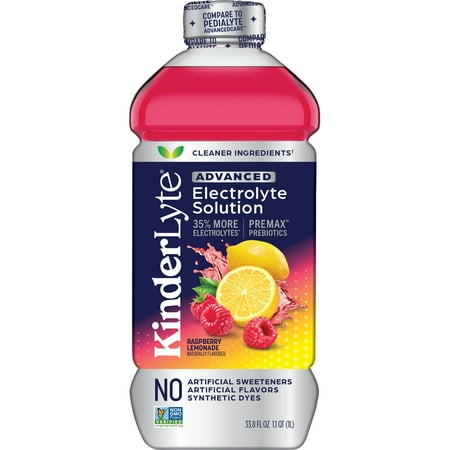 Kinderfarms KinderLyte Electrolyte Solution Drink for Kids & Adults, Raspberry Lemonade, 33.8 fl oz Bottle