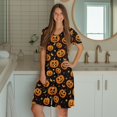 thumbnail image 4 of Yuyamidu Ghost Pumpkin Women's Sleepwear Nightgown Short Sleeve Button Down Sleepshirt Comfortable & Loose Fit Summer Night Dress Round Neck Wrinkle-Free Fabric Housecoat, 4 of 7