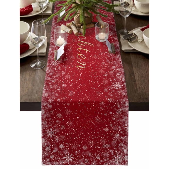Table Runner Dresser Scarves 90 Inch Long,Frohe Weihnachten Linen Dining Table Runners