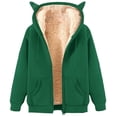 thumbnail image 7 of Essentials Hoodie for Women Men Unisex Zip Up Cat Ear Hooded Fleece Lined Jackets with Pocket Winter Y2k Clothes Green, 7 of 7