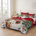 thumbnail image 2 of Quilts Twin Size Bedding Set, Red Christmas Lightweight Quilted Comforter, Snowman Elk Xmas Tree Snowflake Soft Reversible Bedspread Coverlet with Pillow Covers for All Season, 68" x 86", 2 of 9