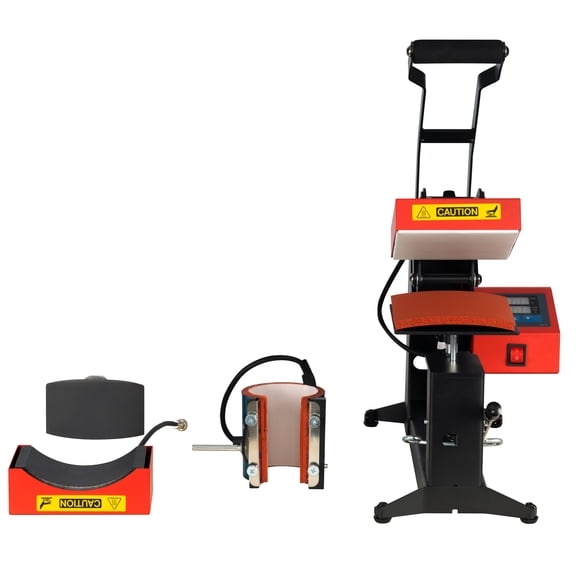 ACE-Machine,3 in 1 Combo Heat Press Machine(5.8"x5.8") with Digital Control Box for Cap,Label,Cup of Pure Cotton,Polyester,Chemical Fiber,Pearl Board,Metal Pendant,Mousepad,Vitrolite,Ceramics(Black).