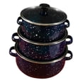 thumbnail image 1 of Siruishop 3 Pieces Enamel Stockpot with Lid Slow Cooker for Restaurant Wedding Kitchen blue, 1 of 8