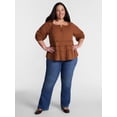 thumbnail image 2 of Terra & Sky Women's Plus Button Front Swing Top with Elbow Length Sleeves, Sizes 0X-5X, 2 of 5