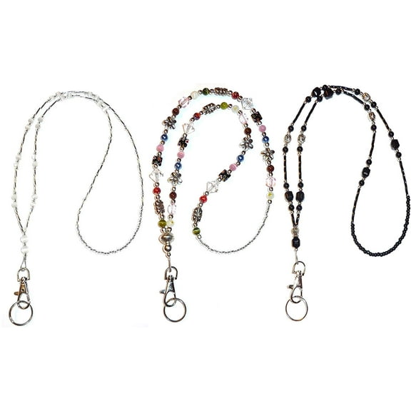 3 Pack of Our Most Popular Beaded Fashion Lanyards ID Badge Holders Strong
