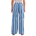 thumbnail image 7 of Penkiiy Women Striped Casual Lounge Pants Drawstring Wide Leg Low Rise Trousers with Pockets Loose Pajama Pants XL Blue, 7 of 7